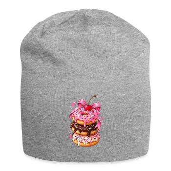 Kawaii Donut Stack Ribbon - Jersey Beanie - heather grey - Front