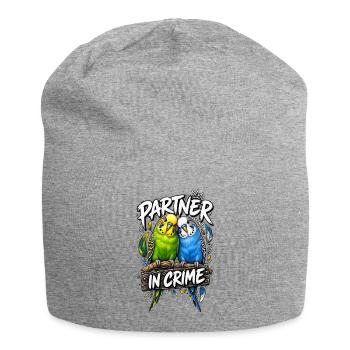 Budgie partners in crime - Jersey Beanie - heather grey - Front