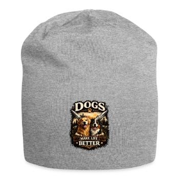 Dogs Make Life Better - Jersey Beanie - heather grey - Front