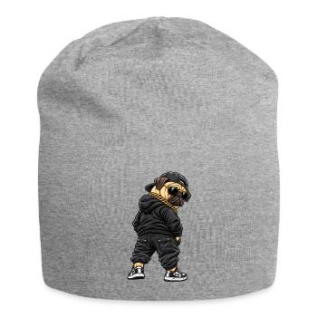 Cool gangster pug in streetwear style - Jersey Beanie - heather grey - Front