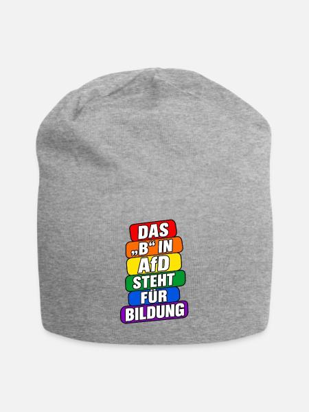 Das B in AfD steht für Bildung – Satire - Jersey-Beanie - Grau meliert