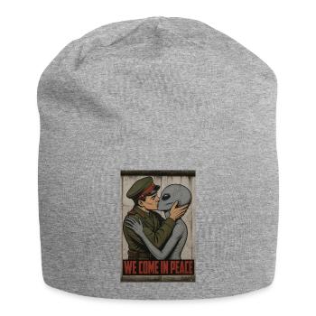 We Come In Peace Bruderkuss - Alien und Soldat - Jersey-Beanie - Grau meliert - Vorne