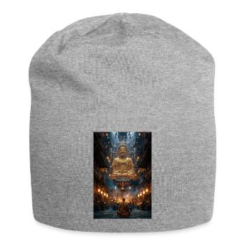 Goldener Buddha in der Heiligen Halle - Jersey-Beanie - Grau meliert - Vorne