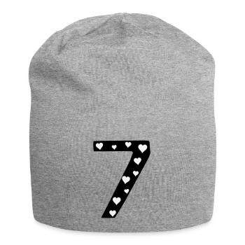 7 Geburtstag mit Herz - Jersey-Beanie - Grau meliert - Vorne