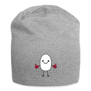 lachendes ei - Jersey-Beanie - Grau meliert - Vorne