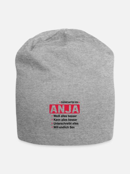anja Geschenk Geschenkidee Name - Jersey-Beanie - Grau meliert