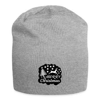Joyeux Noël avec rennes, arbres et étoiles - Bonnet en jersey - gris chiné - Devant