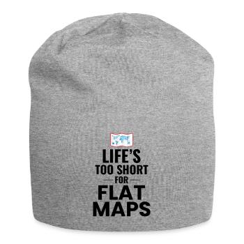 Das Leben ist zu kurz für flache Karten Weltkarte GIS - Jersey-Beanie - Grau meliert - Vorne