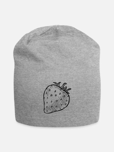 Gezeichneze Erdbeere - Jersey-Beanie - Grau meliert
