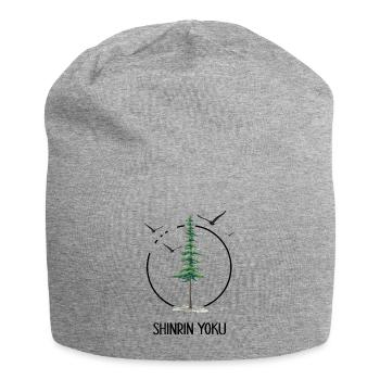 Waldbaden Wald shinrin yoku Waldgänger Waldbad - Jersey-Beanie - Grau meliert - Vorne