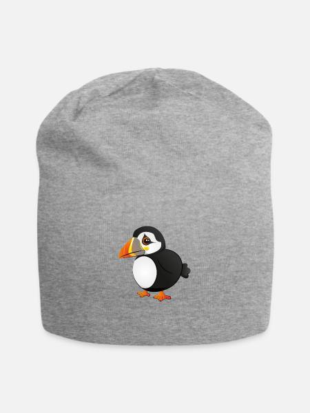Papageitaucher - Puffin - Jersey-Beanie - Grau meliert