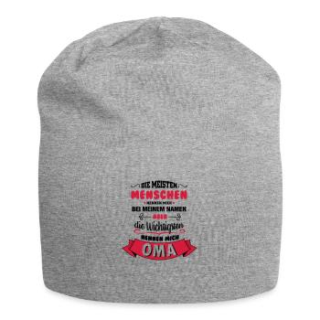 Beim Namen nennen - Oma - Jersey-Beanie - Grau meliert - Vorne