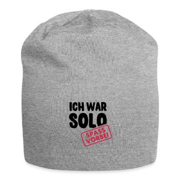 Ich war solo - Spaß vorbei - Jersey-Beanie - Grau meliert - Vorne