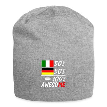 50% Italienisch 50% deutsch - Jersey-Beanie - Grau meliert - Vorne