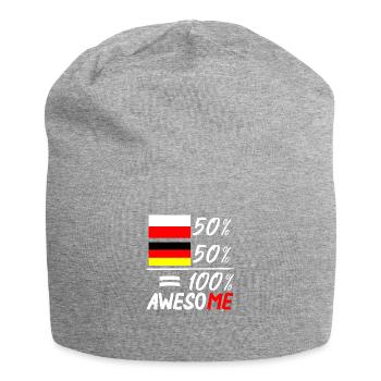 50% Polnisch 50% Deutsch - Jersey-Beanie - Grau meliert - Vorne