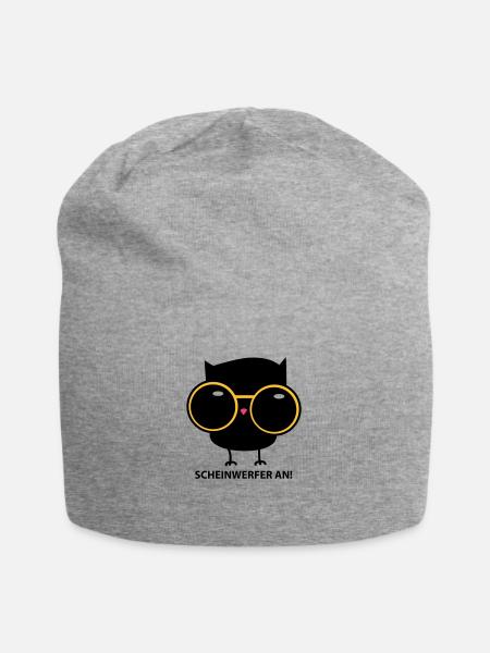 Eule mit Brille (b) - Jersey-Beanie - Grau meliert