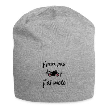 je peux pas j'ai moto Fréquence cardiaque - Bonnet en jersey - gris chiné - Devant