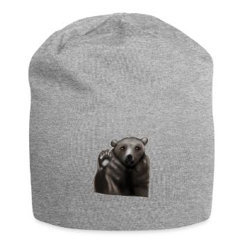 Ours brun - Bonnet en jersey - gris chiné - Devant