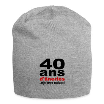 40 ans / anniversaire 40 ans / t-shirt 40 ans - Bonnet en jersey - gris chiné - Devant