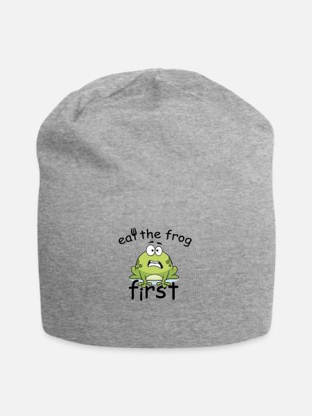 Eat The Frog First - Jersey-Beanie - Grau meliert