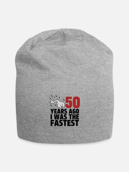 Vor 50 Jahren war ich der Schnellste - Jersey-Beanie - Grau meliert
