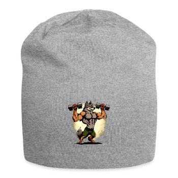 Kikou the muscular wolf - Jersey Beanie - heather grey - Front