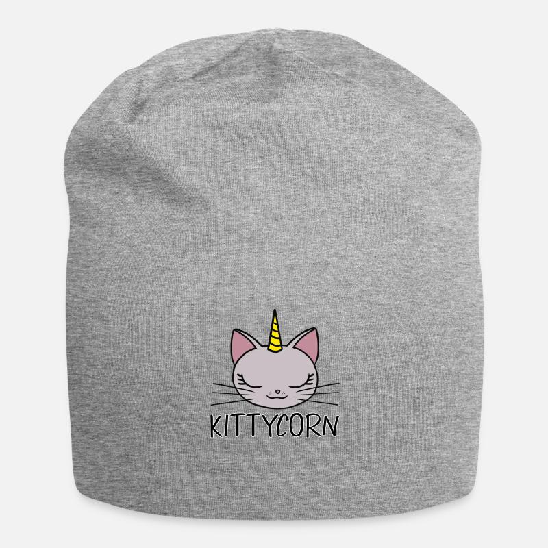 Kittycorn - cute cat - Jersey Beanie - heather grey