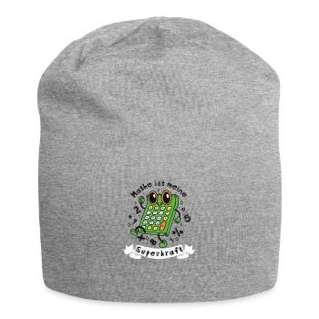Mathe ist meine Superkraft - Mathematik macht Spaß - Jersey-Beanie - Grau meliert - Vorne