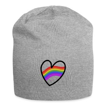 LGBTQ+ Heart Regenbogenfahne - Jersey-Beanie - Grau meliert - Vorne