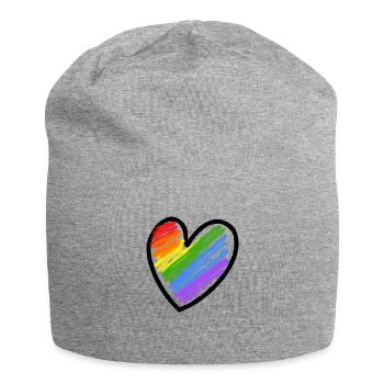 Regenbogenfahne LGBTQ Herz - Jersey-Beanie - Grau meliert - Vorne