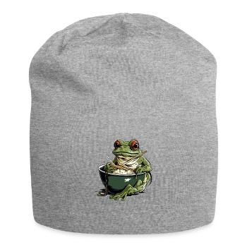 Bijou la grenouille - Bonnet en jersey - gris chiné - Devant