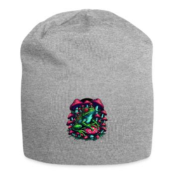 Psychedelischer Frosch mit Pilzen - Jersey-Beanie - Grau meliert - Vorne