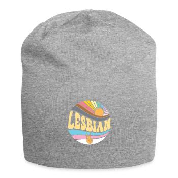 Vintage Lesbian Pride Month - Groovy LGBT Gay - Jersey Beanie - heather grey - Front