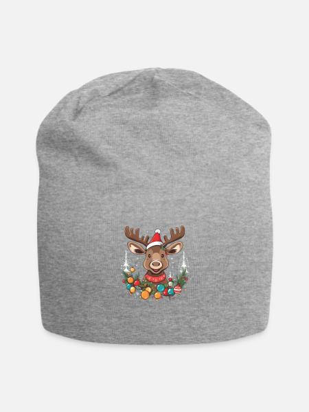 Weihnachtselch - Jersey-Beanie - Grau meliert