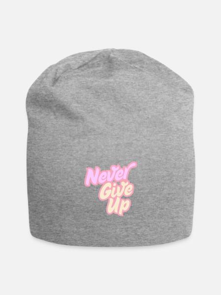 Never give up - Jersey-Beanie - Grau meliert