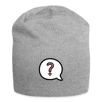 Boule de dialogue avec point d'interrogation et coeur - Bonnet en jersey - gris chiné - Devant