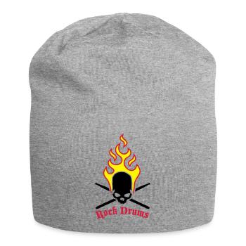 fire_skull_drumsticks_d_3c - Jersey Beanie - heather grey - Front