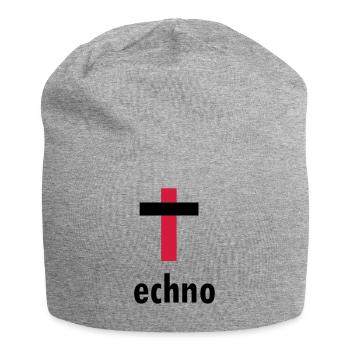 Techno-Kreuz - Jersey-Beanie - Grau meliert - Vorne