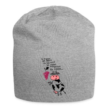 humour alcool raisin boire bretagne vache raisin1 - Bonnet en jersey - gris chiné - Devant