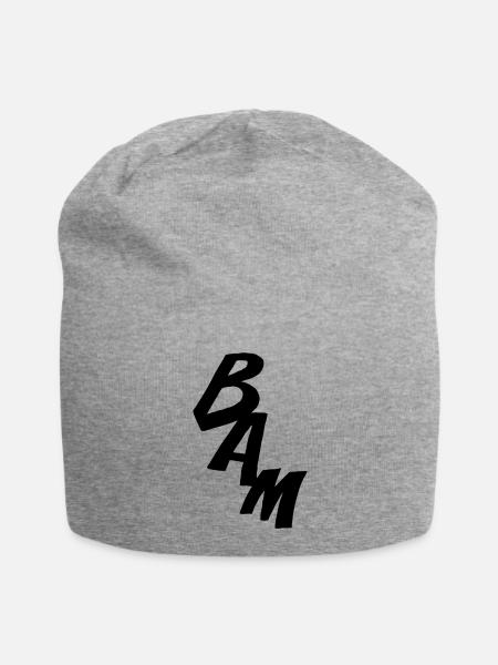 BAM - Comic-Style - Jersey-Beanie - Grau meliert
