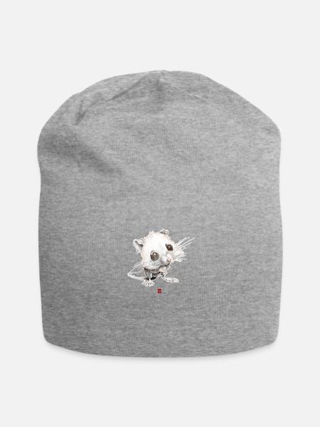 Skizzenhafte Maus - Jersey-Beanie - Grau meliert
