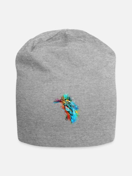 gxp eisvogel kingfisher wasserfarben spritzer - Jersey-Beanie - Grau meliert