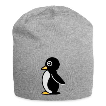 Minimalistischer Pinguin - Jersey-Beanie - Grau meliert - Vorne
