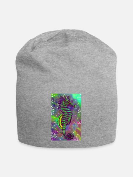 Seepferdchen - Jersey-Beanie - Grau meliert