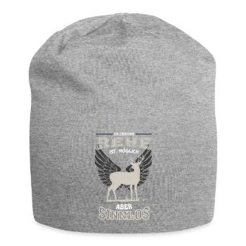 Rehe Leben sinnlos - Geschenk - Jersey-Beanie - Grau meliert - Vorne