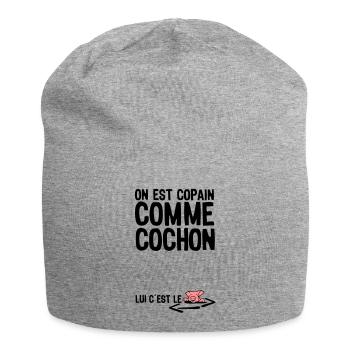 copain comme cochon citation1 expression - Bonnet en jersey - gris chiné - Devant