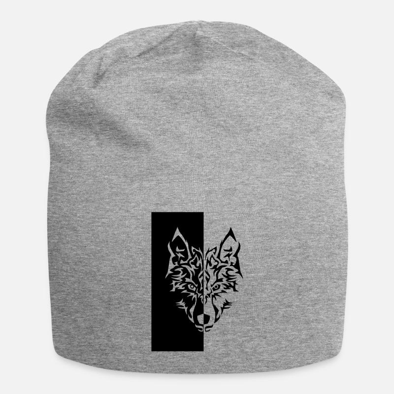 Tribal Wolf Wild Tattoo Statement Laune - Jersey-Beanie - Grau meliert