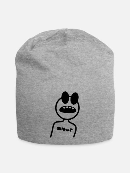 WHY - Strichmännchen - Jersey-Beanie - Grau meliert