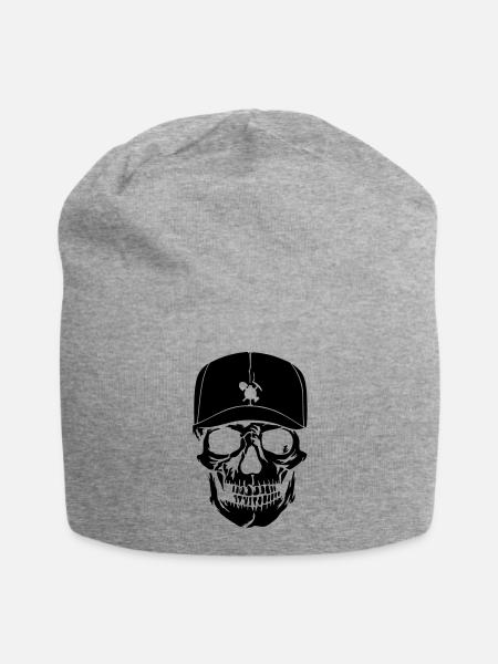 Tete de mort - Bonnet en jersey - gris chiné