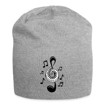 Musik Liebe Notenschlüssel Party Musiker DJ Tanz - Jersey-Beanie - Grau meliert - Vorne
